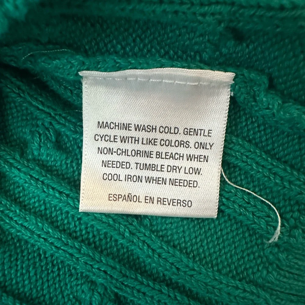 Charter Club Marine Green Cable Women’s  knit Gold button sweater  XL/P NWT - Picture 7 of 8